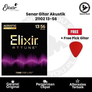 Senar Gitar Akustik Elixir 21102 Attune Phosphor Bronze Medium 13-56 + Free Pick Gitar