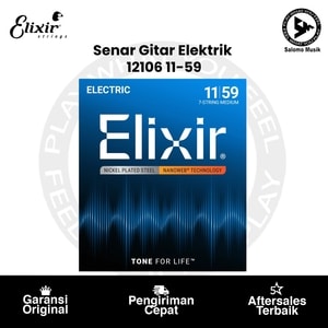 Senar Gitar Elektrik Elixir 12106 Nanoweb Medium 7 String 11-59 Original