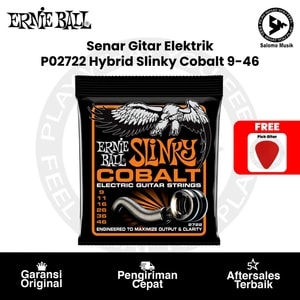Senar Gitar Elektrik Ernie Ball P02722 Hybrid Slinky Cobalt Electric Guitar Strings 9-46 + Free Pick Gitar