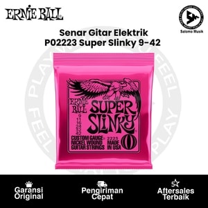 Senar Gitar Elektrik Ernie Ball P02223 Super Slinky Nickel Wound 9-42 Original