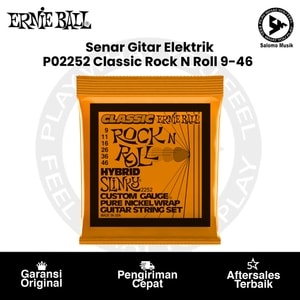 Senar Gitar Elektrik Ernie Ball P02252 Hybrid Slinky Classic Rock N Roll Pure Nickel Wrap 9-46 Original
