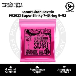 Senar Gitar Elektrik Ernie Ball P02623 Super Slinky 7-String Nickel Wound 9-52 Original