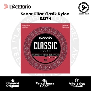 Senar Gitar Klasik Nylon D'Addario EJ27N Normal Tension Clear/Silverplated Wound Original