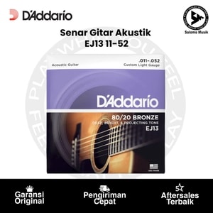 Senar Gitar Akustik D'Addario EJ13 80/20 Bronze Custom Light 11-52 Original