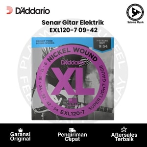 Senar Gitar Elektrik D'Addario EXL120-7 Nickel Wound Super Light 7-Strings 09-54 Original