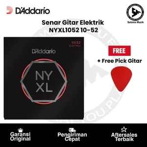 Senar Gitar Elektrik D'Addario NYXL1052 Nickel Wound 10-52 Original + Free Pick Gitar