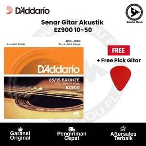 Senar Gitar Akustik D'Addario EZ900 85/15 Bronze Extra Light 10-50 Original + Free Pick Gitar