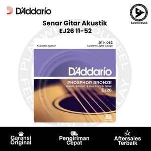 Senar Gitar Akustik D'Addario EJ26 Phosphor Bronze Custom Light 11-52 Original