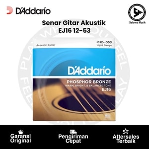Senar Gitar Akustik D'Addario EJ16 Phosphor Bronze Light 12-53 Original