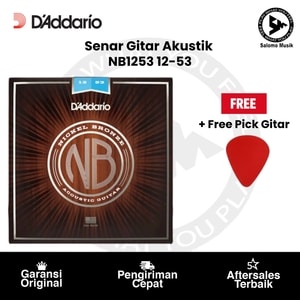 Senar Gitar Akustik D'Addario NB1253 Nickel Bronze Regular Light 12-53 Original + Free Pick Gitar