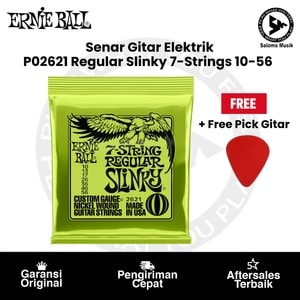 Senar Gitar Elektrik Ernie Ball P02621 Regular Slinky 7-String Nickel Wound 10-56 Original + Free Pick Gitar