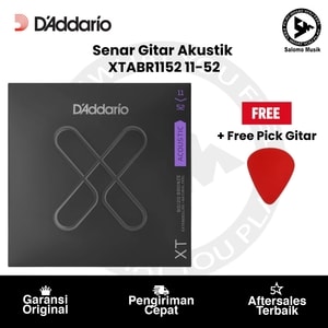 Senar Gitar Akustik D'Addario XTABR1152 XT 80/20 Custom Light 11-52 Original + Free Pick Gitar