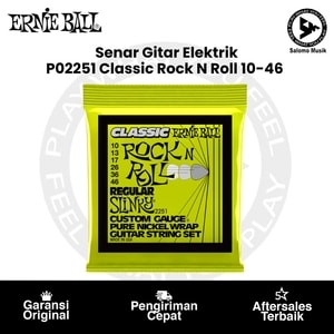 Senar Gitar Elektrik Ernie Ball P02251 Regular Slinky Classic Rock N Roll Pure Nickel Wrap 10-46 Original