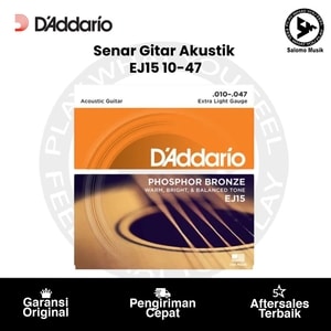 Senar Gitar Akustik D'Addario EJ15 Phosphor Bronze Extra Light 10-47 Original