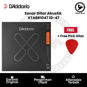 Senar Gitar Akustik D'Addario XTABR1047 XT 80/20 Extra Light 10-47 Original + Free Pick Gitar