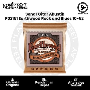 Senar Gitar Akustik Ernie Ball P02151 Earthwood Rock and Blues w/Plain G Phosphor Bronze 10-52 Original