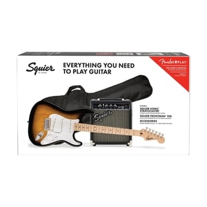 Gitar Elektrik Pack Squier Sonic Strat Style Pack Maple FB 10G 230V EU 2-Color Sunburst Original + Free Bag