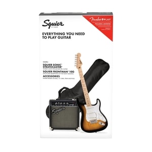 Gitar Elektrik Pack Squier Sonic Strat Style Pack Maple FB 10G 230V EU 2-Color Sunburst Original + Free Bag