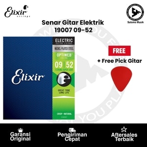 Senar Gitar Elektrik Elixir 19007 Optiweb Super Light 7-String 09-52 Original + Free Pick Gitar