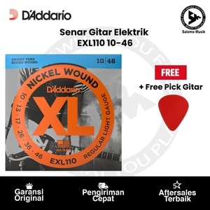 Senar Gitar Elektrik D'Addario EXL110 Nickel Wound Regular Light 10-46 Original + Free Pick Gitar