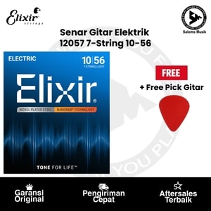 Senar Gitar Elektrik Elixir 12057 Nanoweb Light 7-String 10-56 + Free Pick Gitar