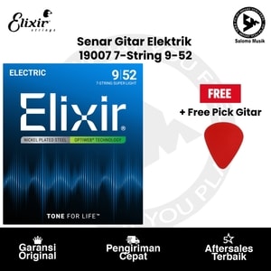 Senar Gitar Elektrik Elixir 19007 Optiweb Super Light 7-String 09-52 + Free Pick Gitar