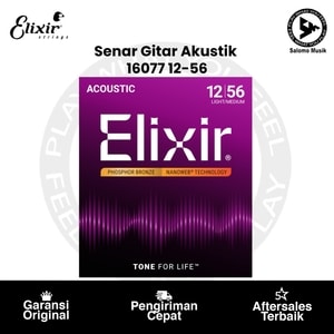 Senar Gitar Akustik Elixir 16077 Nanoweb Phosphor Bronze Light/Medium 12-56