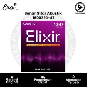 Senar Gitar Akustik Elixir 16002 Nanoweb Phosphor Bronze Extra Light 10-47 Original