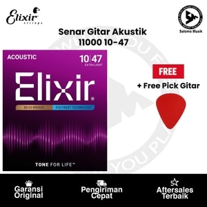 Senar Gitar Akustik Elixir 11000 Extra Light 10-47 + Free Pick Gitar