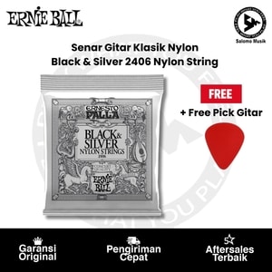 Senar Gitar Klasik Nylon Ernie Ball Black & Silver 2406 Nylon String