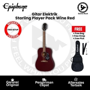 Gitar Akustik Epiphone Starling Player Pack Wine Red + Free Bag