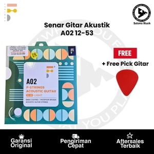Senar Gitar Akustik F-Strings A02 Phosphor Bronze Winding Light 12-53 Original + Free Pick Gitar