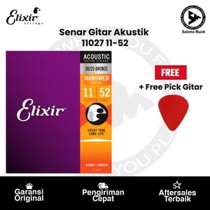Senar Gitar Akustik Elixir 11027 Nanoweb 11-52 + Free Pick Gitar
