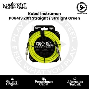 Kabel Instrumen Ernie Ball P06419 20ft Flex Straight to Straight Instrument Cable Green