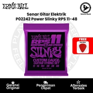 Senar Gitar Elektrik Ernie Ball P02242 Power Slinky RPS Nickel Wound Electric Guitar Strings 11-48 + Free Pick