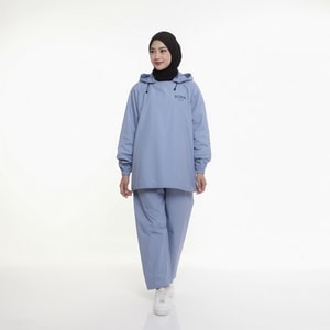 Jas Hujan Hoodie Soft Blue