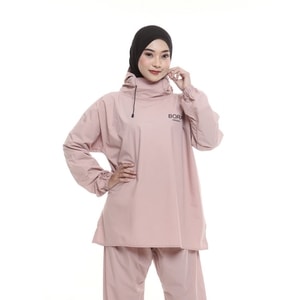 jas hujan hoodie dusty pink