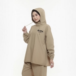jas hujan hoodie cream