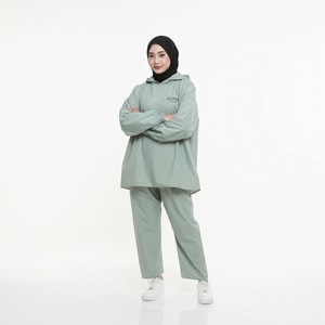 jas hujan hoodie sage