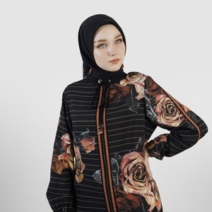 HIKMAT A1366 - Stripelle Rose Abaya
