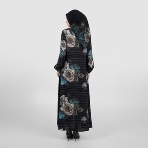 HIKMAT A1366 - Stripelle Rose Abaya