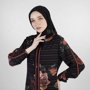 HIKMAT A1366 - Stripelle Rose Abaya