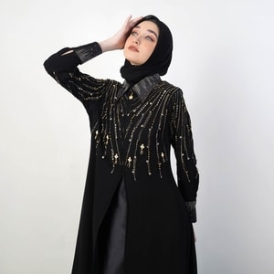 HIKMAT A3828 - Glimmer Drip Abaya