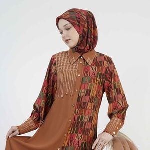 HIKMAT A1377 - Letter Mosaic Abaya