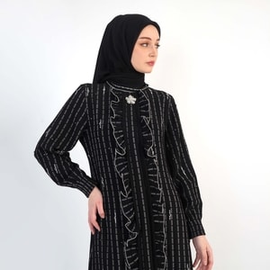 HIKMAT A6599-0 - Ravina Stripes Abaya