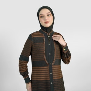HIKMAT C1357 - Stripe Serenne Abaya