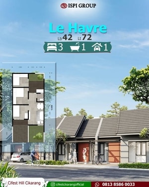 Jual Rumah Minimalis Modern Cifest Cikarang | Le Harve Cicilan Hanya 3jutaan