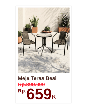 meja teras , diskon 10.10