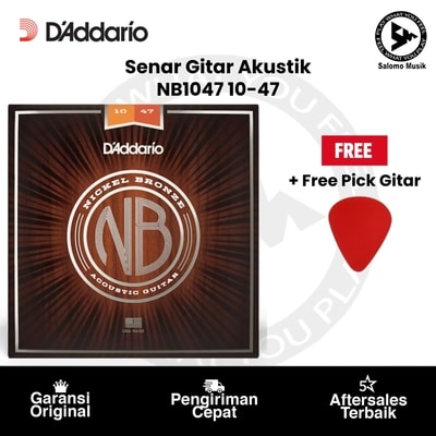 Senar Gitar Akustik D'Addario NB1047 Nickel Bronze Extra Light 10-47 + Free Pick Gitar