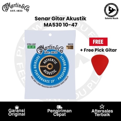 Senar Gitar Akustik Martin & Co. MA530 Authentic Acoustic SP Phosphor Bronze Extra Light 10-47 +Free Pick Gitar